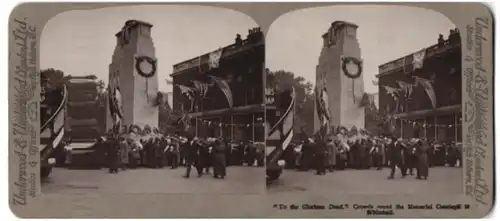 Stereo-Fotografie Underwood, London, Ansicht London, Parade für die heimkehrenden Truppen in der Whitehall