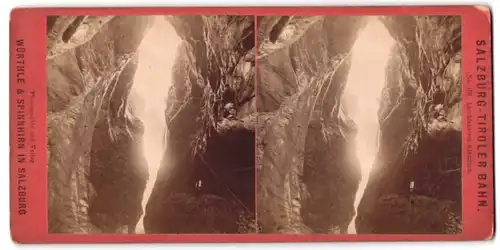 Stereo-Fotografie Wüthle & Spinnhirn, Salzburg, Ansicht Liechtenstein Klammen, Wasserfall