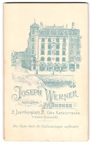 Fotografie Joseph Werner, München, Isarthorplatz 2, Ansicht München, Atelierspartie in der Stadt