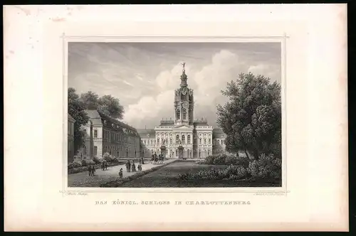 Stahlstich Berlin-Charlottenburg, Kgl. Schloss, aus Die deutsche Kaiserstadt von Robert Springer, Darmstadt 1876
