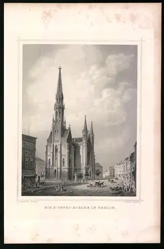 Stahlstich Berlin, Die St. Petri-Kirche, aus Die deutsche Kaiserstadt von Robert Springer, Darmstadt 1876, 17 x 25cm