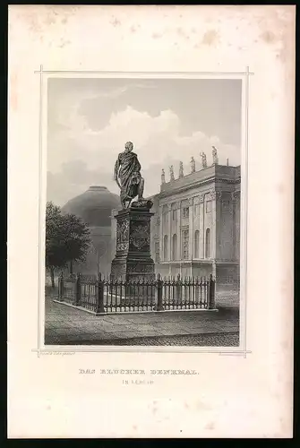 Stahlstich Berlin, Das Blücher-Denkmal, aus Die deutsche Kaiserstadt von Robert Springer, Darmstadt 1876, 17 x 25cm