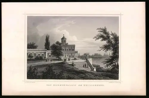 Stahlstich Berlin, Marmorpalais am Heiligensee, aus Die deutsche Kaiserstadt von Robert Springer, Darmstadt 1876