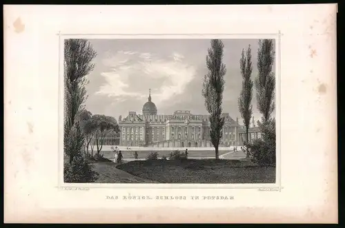 Stahlstich Potsdam, Das Königliche Schloss, aus Die deutsche Kaiserstadt von Robert Springer, Darmstadt 1876, 17 x 25cm