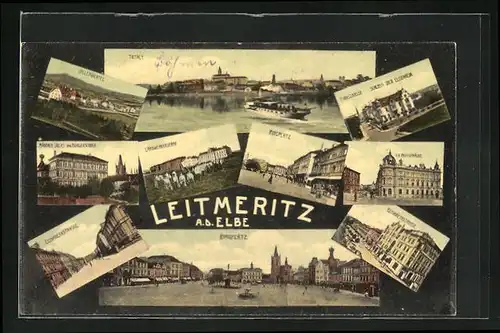 AK Leitmeritz / Litomerice, Ringplatz, Elisabethstrasse, Postgebäude