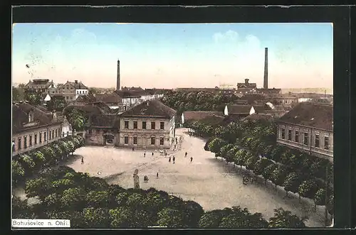 AK Bohusovice n. Ohri, Stadtplatz mit Bäumen