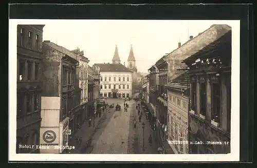 AK Roudnice n. Lab., Strasse zum Hotel Posta