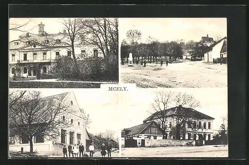 AK Mcely, Gebäude im Ort, Strassenpartie