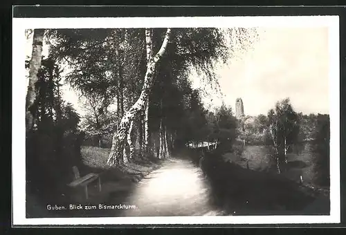 AK Guben, Blick zum Bismarckturm