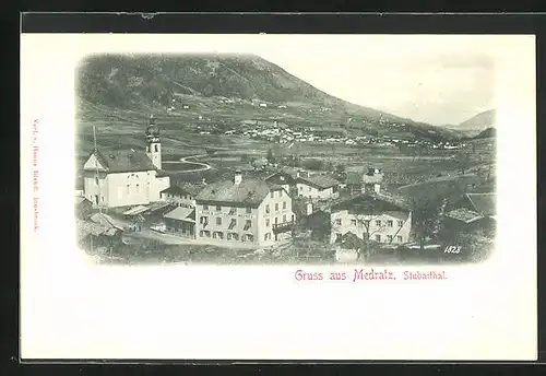 AK Medratz /Stubaithal, Ortspartie mit Kirche