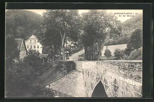 AK Wendefurth i. H., Blick auf Haus von Brücke aus