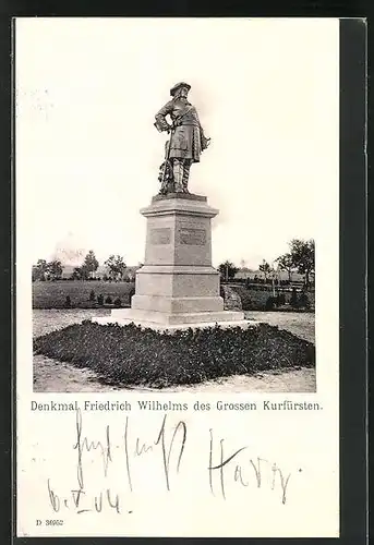 AK Fehrbellin, Denkmal Friedrich Wilhelms des Grossen Kurfürsten