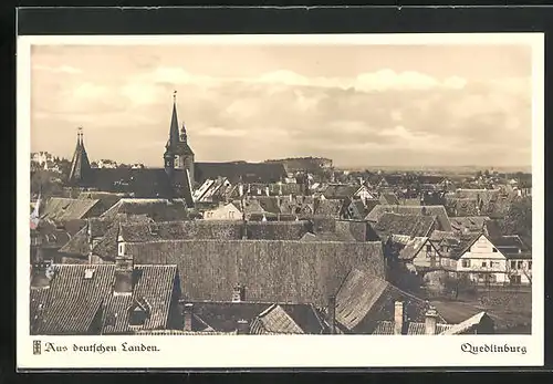 AK Quedlinburg, Ortsansicht mit Kirche vom Schloss aus