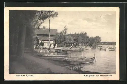 AK Lychen, Oberpfuhl mit Promenade