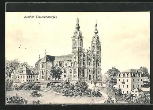 AK Vierzehnheiligen, Blick auf Basilika