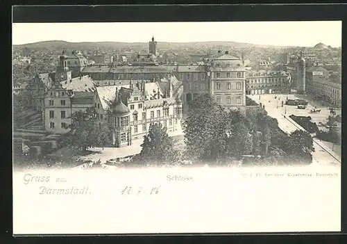 AK Darmstadt, Blick auf Schloss