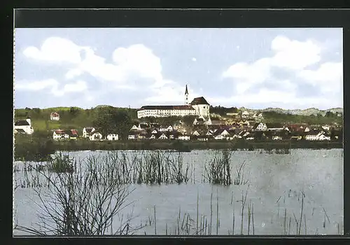AK Diessen /Ammersee, Blick auf Ort mit Schloss vom See aus
