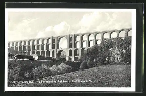 AK Netzschkau, Göltzschtalbrücke, Eisenbahnlinie Reichenbach-Plauen