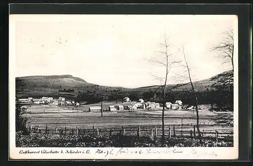 AK Glashütte b. Schieder, Ortsansicht des Luftkurortes mit Fremdenheim Lessmann