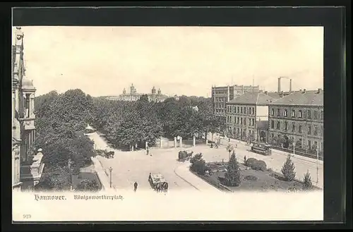 AK Hannover, Königswortherplatz mit Strassenbahn und Kutsche