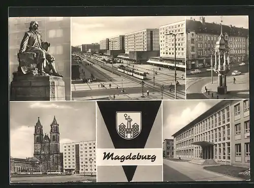 AK Magdeburg, Karl-Marx-Strasse, Magdeburger Reiter, Dom