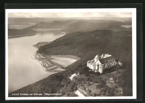 AK Waldeck, Fliegeraufnahme von Schloss Waldeck am Edersee