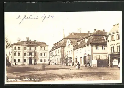 AK Grottau / Hradek Nad Nisou, Blick auf Marktplatz