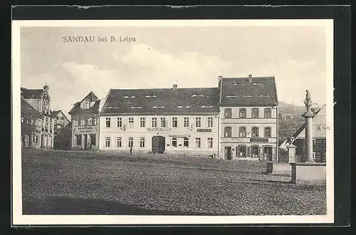 AK Sandau bei B. Leipa, Totalansicht des Gasthofs Zur Sonne