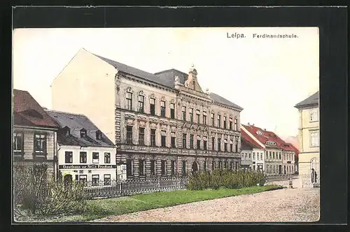 AK Leipa / Ceska Lipa, Totalansicht der Ferdinandschule