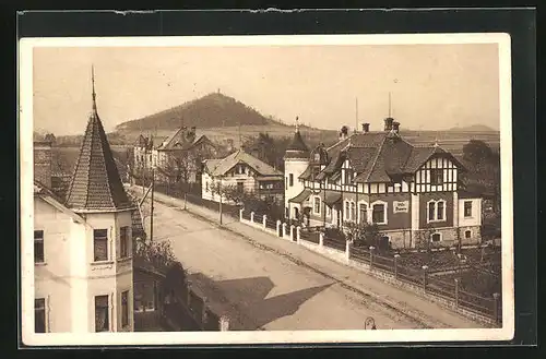 AK Leipa / Ceska Lipa, Villen an der Rumburger Strasse mit Spitzberg