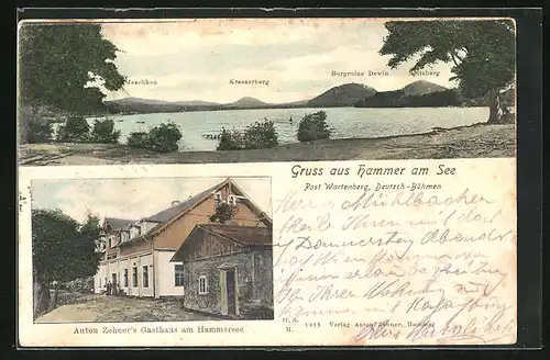 AK Hammer Am See / Hamr Na Jezere, Anton Zehner`s Gasthaus, Seepartie