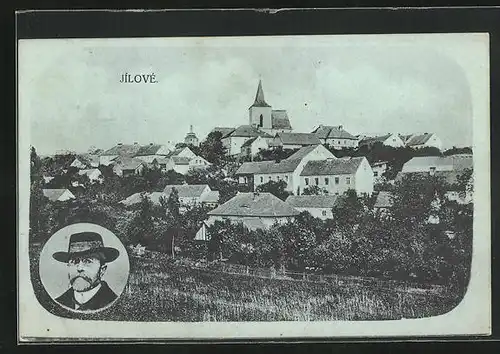 AK Jilove, Ortsansicht mit Kirche