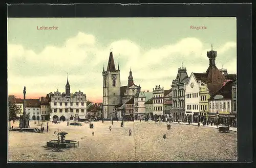 AK Leitmeritz / Litomerice, Rathaus am Ringplatz
