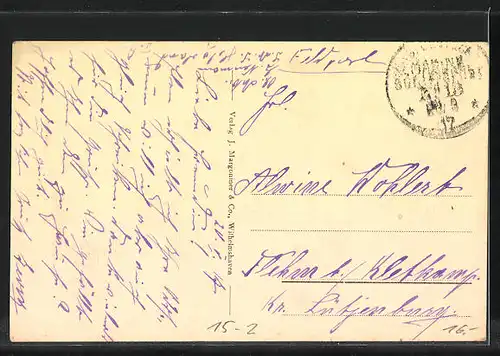 AK Rüstringen, Zeppelin über der Villenkolonie an der Rosenstrasse