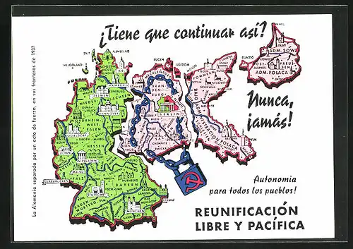 AK Reunificacion Libre y Pacifica, Teilung Deutschlands nach dem 2. WK, BRD, Spanische Sprache