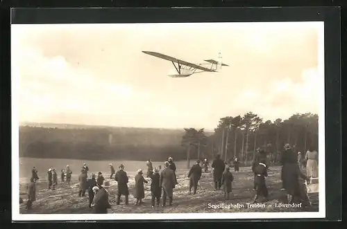 AK Trebbin-Löwendorf, Segelflugzeug über dem Segelflughafen