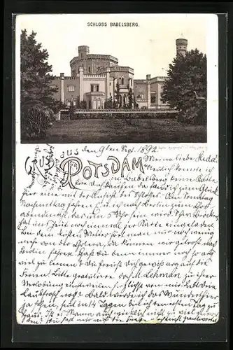 Vorläufer-Lithographie Potsdam, 1892, Schloss Babelsberg