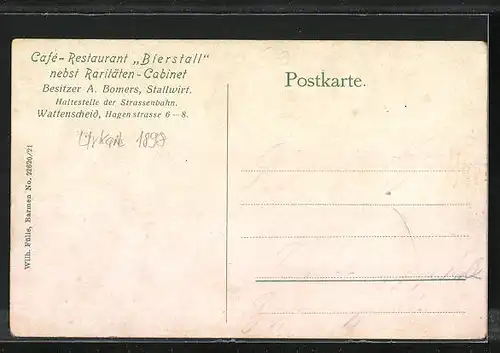 AK Wattenscheid, Cafe-Restaurant Bierstall, Hagenstrasse 6-8