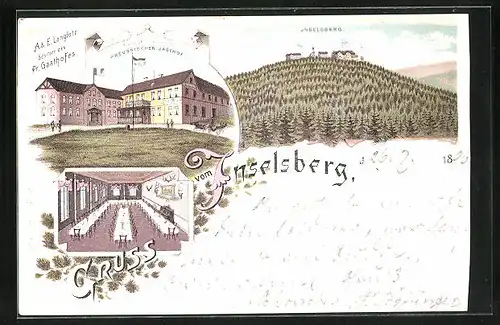 Lithographie Inselsberg, Preussischer Gasthof, Speisesaal