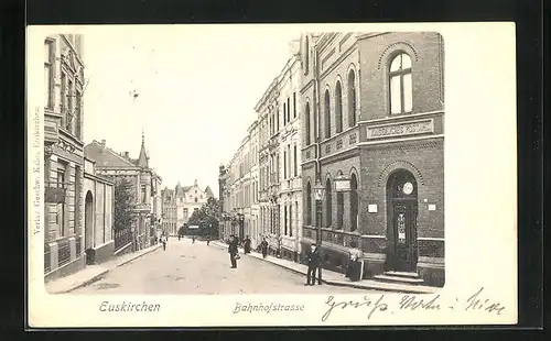 AK Euskirchen, Bahnhofstrasse mit kaiserlichem Postamt