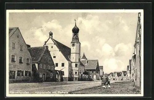 AK Rennertshofen, Hauptstrasse mit Rathaus