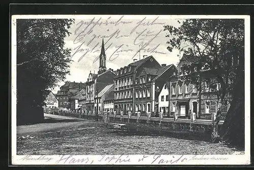 AK Münchberg, Lindenstrasse mit Wohnhäusern