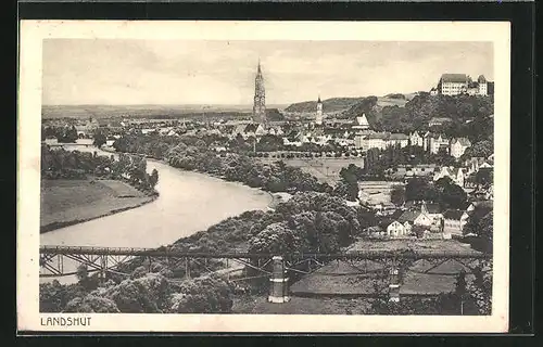 AK Landshut, Flusspartie mit Kirche