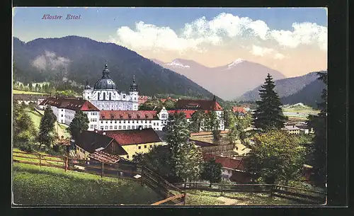 AK Ettal, Ortspartie mit Kloster