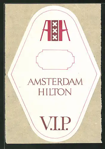 Kofferaufkleber Amsterdam, Hotel Hilton, V.I.P.