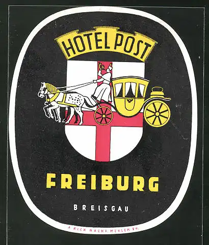 Kofferaufkleber Freiburg /Breisgau, Hotel Post, Postkutsche