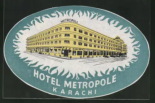 Kofferaufkleber Karachi, Hotel Metropole