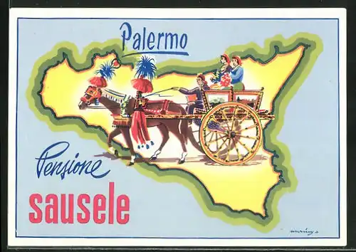 Kofferaufkleber Palermo, Pensione Sausele