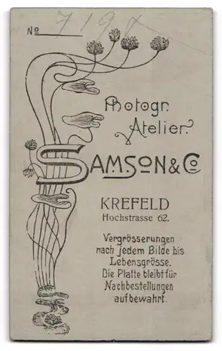 Fotografie Samson und Co., Krefeld, Hochstrasse 62, Junger Bürgerlicher im Anzug