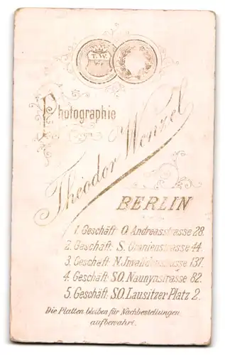 Fotografie Theodor Wenzel, Berlin, Oranien-Strasse 44, Schönes Fräulein mit Puffärmeln